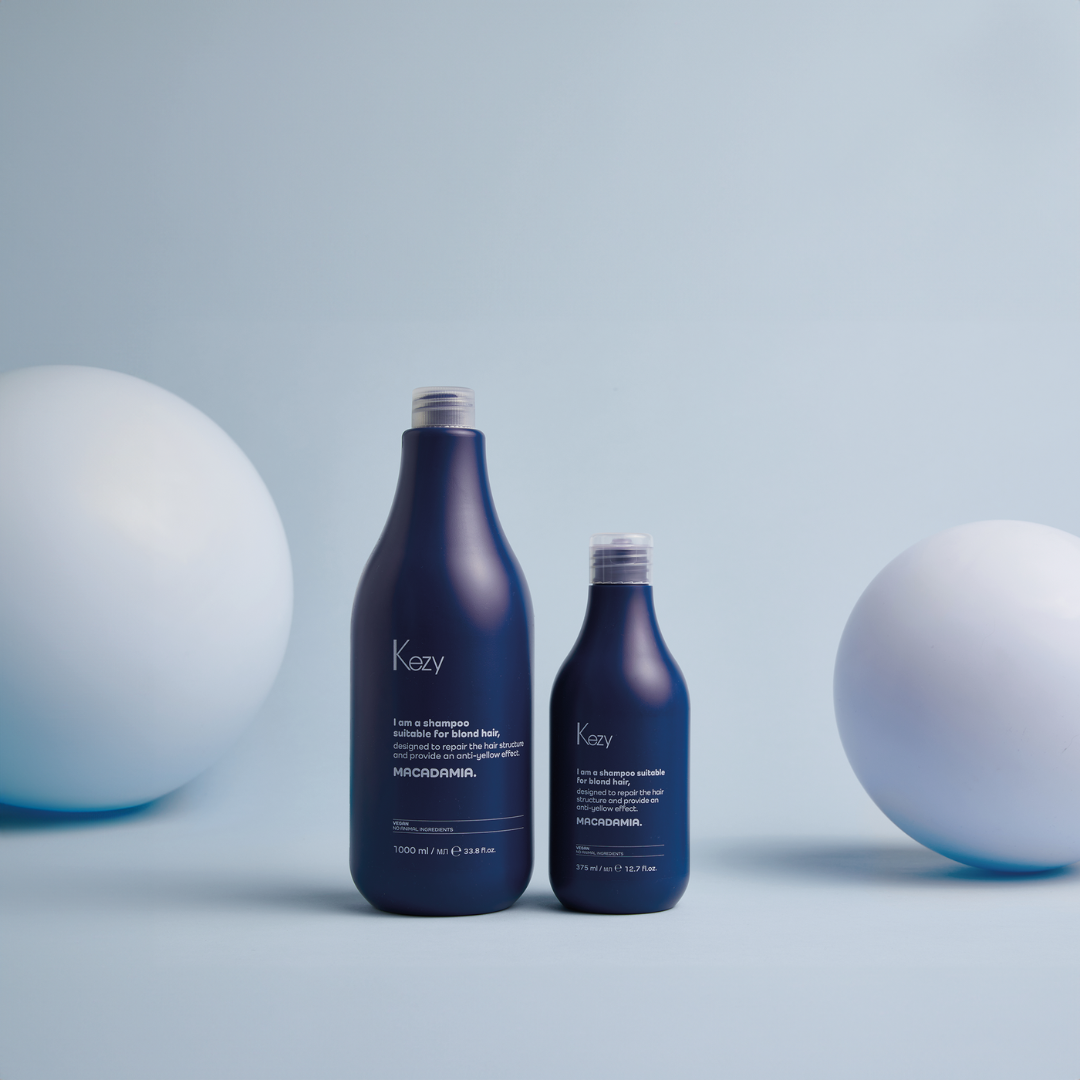 Kezy Macadamia geltonumą neutralizuojantis šampūnas blondinėms 375ml - 1000 ml